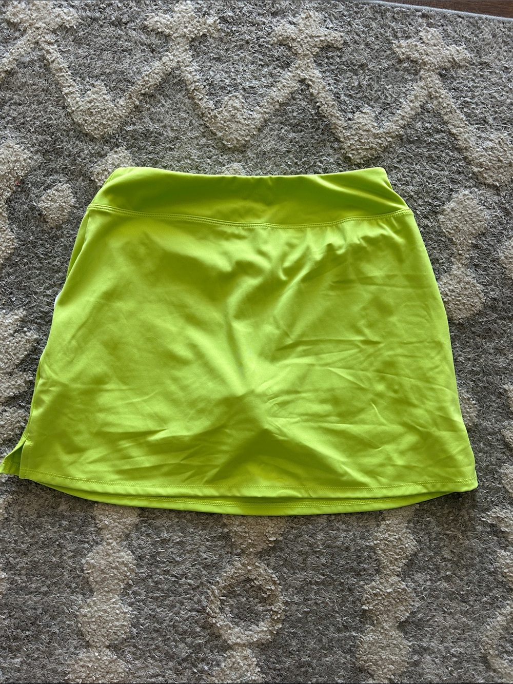 Sigrid Olsen Neon Lime A-Line Skort with White Trim - Picture 3 of 3
